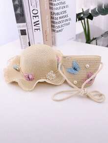 2pcs Cartoon Butterfly Kids Sun Hat & Bag Set, Cute Boys Girls Beach Hat, Suitable For Daily Wear Or Vacation - 1PC - View 5