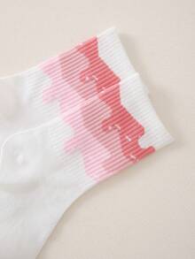 2 Pairs Women's Cream Ice Cream Patterned Casual Socks - Multicolor - View 5