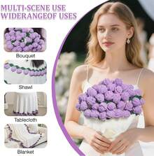 1 manta con ramo de rosas, manta multifuncional para todas las estaciones, manta para una siesta en la oficina, regalo para una novia, regalo de Navidad, regalo de cumpleaños - Morado - Ver 8
