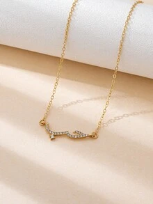 1件时尚优雅简约符号吊坠项链，百搭日常佩戴，女士礼物 - 金黃色 - 查看 2