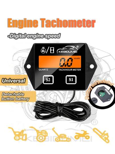 Latest LCD Digital Tachometer Time Counter Meter, Inductive Display, Suitable For Motorcycle Engine, Boat, Car (Battery Not Included)