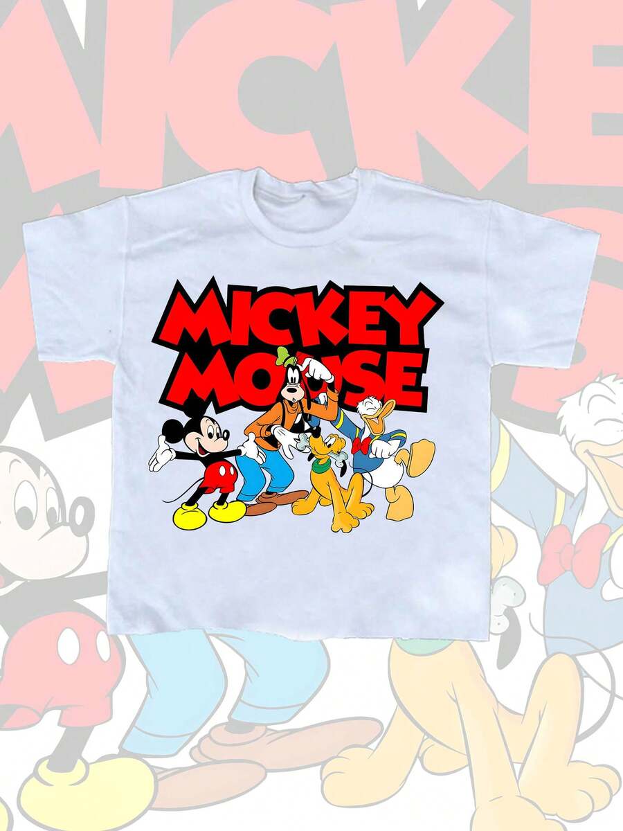 Disney, Mickey Mouse And Friends Men's Summer T-Shirt, Distressed Finish, One-Piece Design, Pure Cotton Fabric, Comfortable And Breathable, Casual Outdoor Street Style, Crew Neck; A High-Quality Fashion Brand, It's The Ideal Surprise Gift For Family And Friends. - 白色 - 查看 1