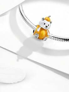 1pc 925 Sterling Silver Cute Footprint Pendant Bead, Suitable For Bracelet, Bangle DIY Jewelry Making And Daily Accessories Decoration, For Girls/Women - Glowing Pumpkin - View 5