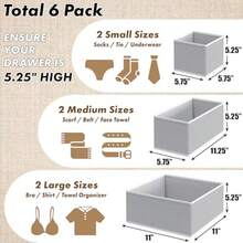 Cajón organizador para clóset Gris 6 Set 1 - Gris - Ver 2