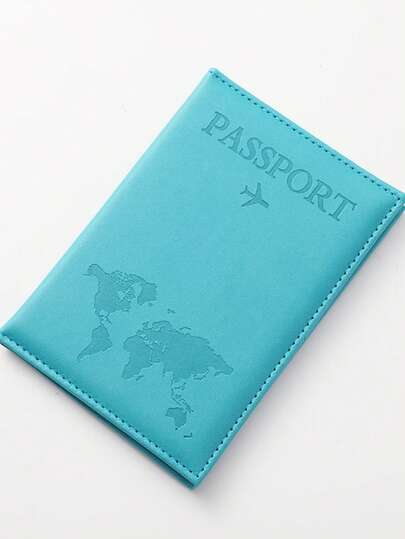 1 pieza Funda para pasaporte minimalista de color azul cielo