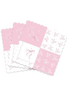 20pcs/40pcs Pink Bow Baby Shower Napkins, Disposable Party Napkins, Scalloped Edge Party Napkins, Pastel Baby Shower Tableware, Bow Print Disposable Napkins - Multicolor - View 3