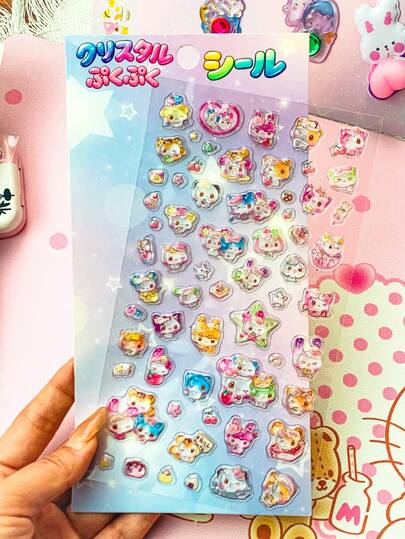 Soft And Cute Squeezing Stickers For Stress Relief. Soft And Elastic Stickers, High-Quality 3D Cute Stickers, Fun Shiny Relief Decoration, Three-Dimensional Fun Japanese Anime Stickers With A Solid Texture, Exquisite Solid Shape, Self-Adhesive Waterproof Without Glue Decorative Stickers. With A Texture That Gives A Sense Of Depth And Atmosphere, Mixed Color Design