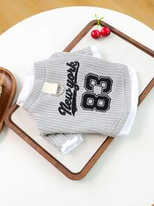 1件狗狗衣服，小型犬服装，欧美风纽约二合一连帽衫宠物服装 - 灰色 - 查看 5