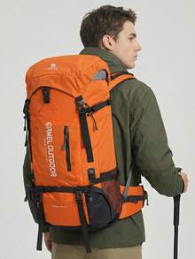 Outdoor Professional Mountaineering Backpack, Large Capacity Carrying System, Travel Camping Hiking Backpack - Orange-red - View 2