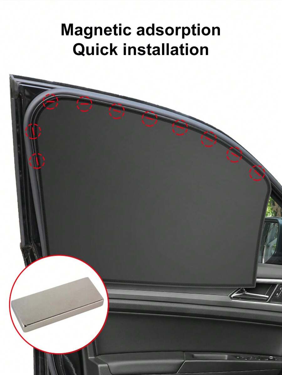 2PCS Universal Magnetic Car Window Shades, UV Protection Sun Blinds, Privacy Blackout Curtains For Car Camping & Nap, Fit Most Vehicles - Car Window Sunshade - View 1