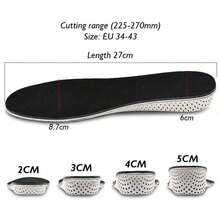 Height Increase Insoles Men Women Shoes Insole EVA Foam Heel Lifting 2/3/4/5CM Taller Cushion Heighten Shoe Pad, Accessories Sneakers, Snow Boots, Casual Shoes,White Shoes - 黑色 - 查看 8