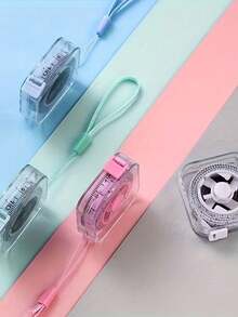 1pc Cute Mini Soft Tape Measure (2m/6ft), Portable, Retractable With Lock, Clear CM/Inch Scale, Suitable For Sewing, Home Use, Waist, Bust And Height Measurement, Durable And Easy To Store, With Wipe-Clean Transparent Case And Hanging Loop - A - View 2