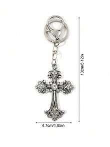 时尚水钻镶嵌十字架吊坠钥匙扣，汽车饰品，包包挂饰 - 彩色 - 查看 5