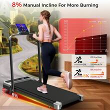 Walking Pad Treadmill For Home Small, 3-In-1 Walking Pad With Handle Bar, 8% Incline Under Desk Treadmill With 350lbs Capacity - Black and Silver - View 2