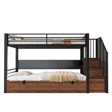 Iron Loft Bed, 90 X 200 Cm, Padded Backrest In Soft Polyurethane, Hydraulic Function, Safety Ladder, High Safety Rail, Bunk Bed, Children's Bed, Black - Black + Medium Density Fiberboard + Metal - View 11