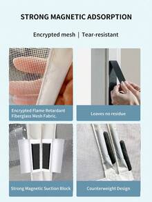 1pc Modern Magnetic Mosquito Net, Extra Large Fiberglass Screen, Breathable Anti-Mosquito Curtain, Suitable For Home, Bedroom, Kitchen, Living Room, Dining Room, Balcony, Windows, Durable And Scratch-Resistant, Hand Washable, No Electricity Required - White - View 6