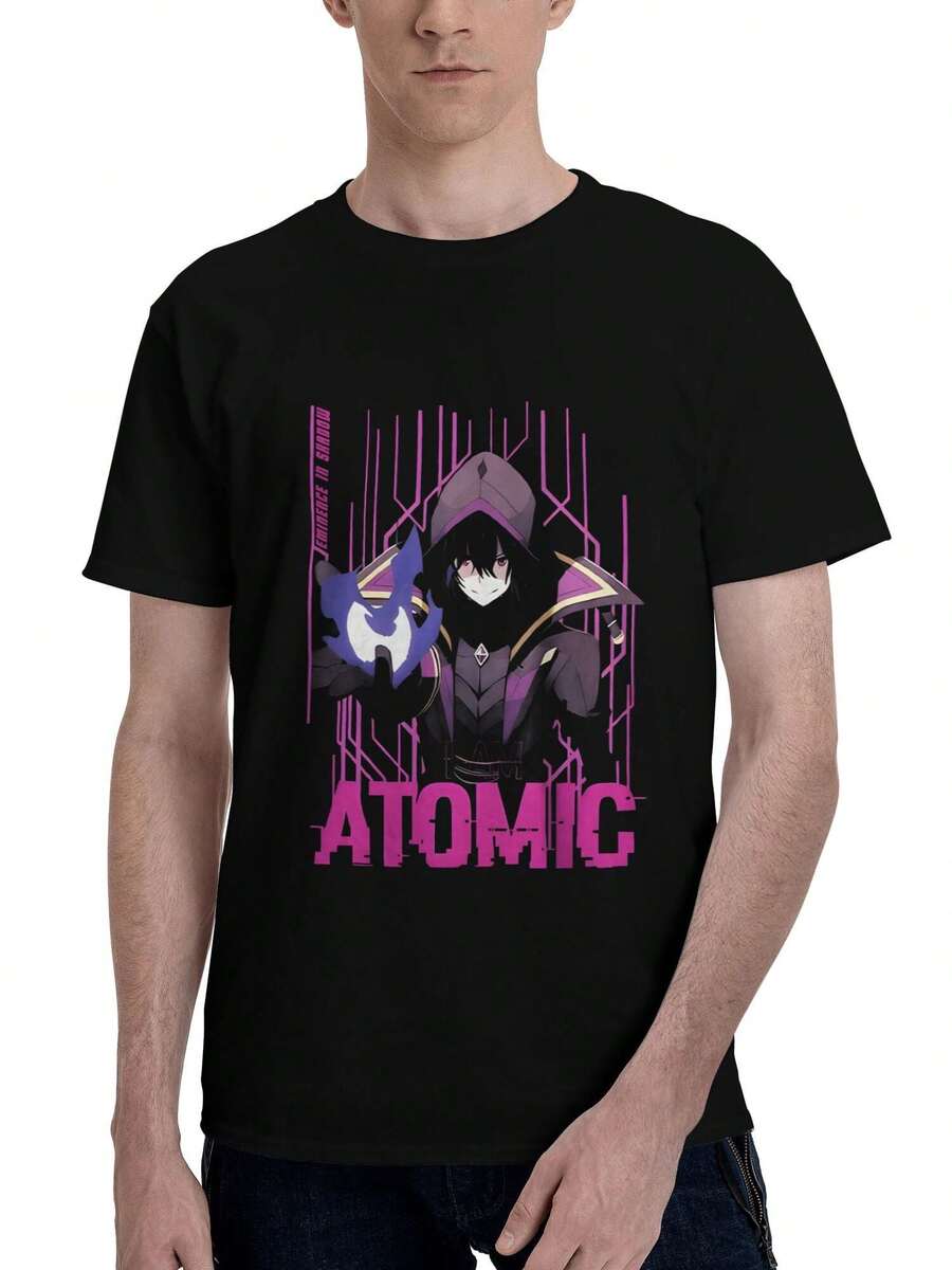 Koszulka Anime The Eminence In Shadow Women's Graphic Print T-Shirt Basic Short Sleeve For Office Commute & Work Casual Wear - 黑色 - 查看 1