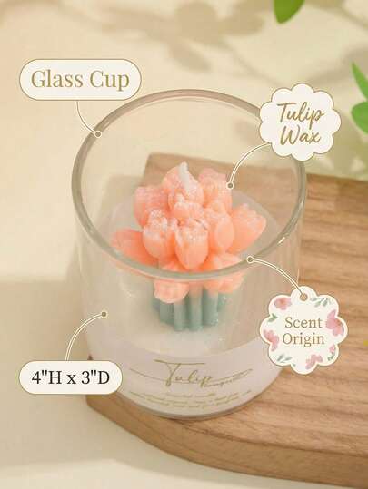Tulip Scented Candle | 4 Colors Available (Pink/Orange/Purple/White) 3D Realistic Floral Bouquet Design, Natural Soy Wax, Smokeless Long-Lasting Fragrance, Fresh INS Style, Suitable For Bedroom Sleep Aid, Dining Table Dates, Wedding Favors, Graduation Gifts | Elegant Goddess, Romantic Couples Choice