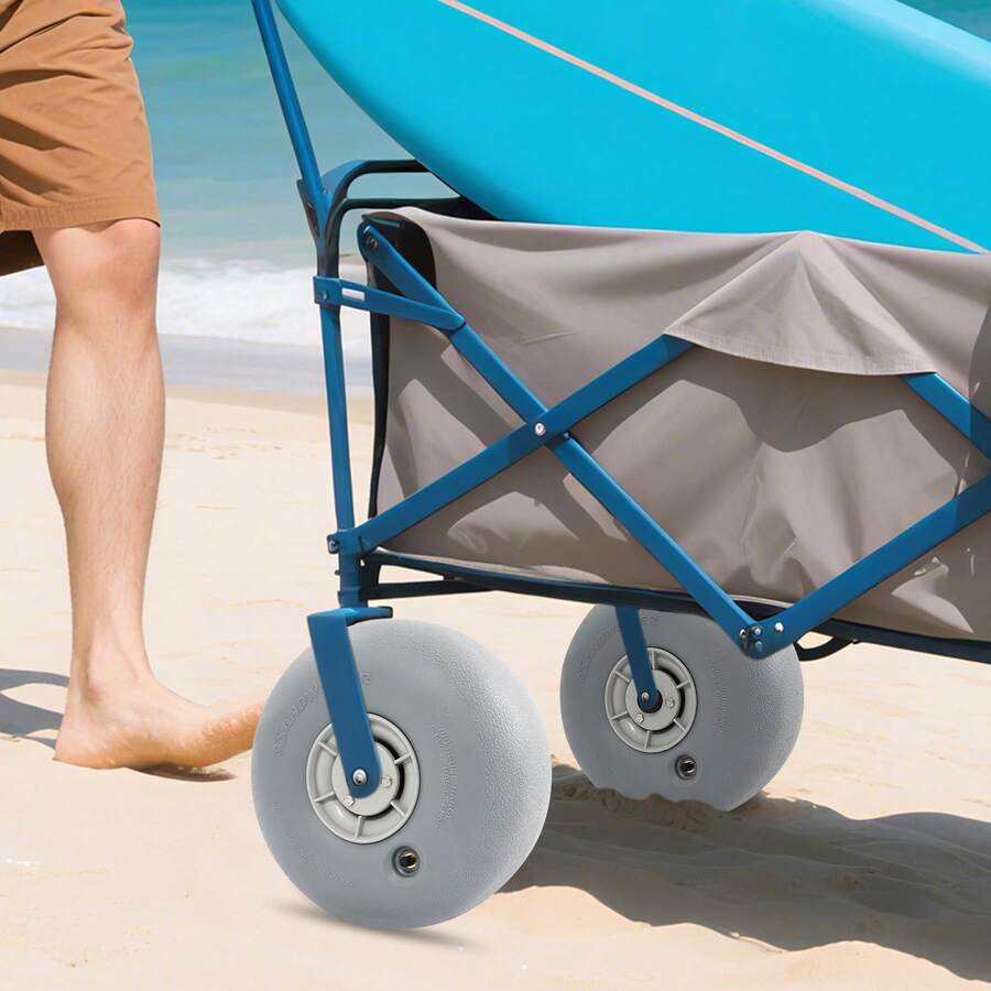 2-Pack Inflatable Beach Wheels 12x6in 121 Lbs Capacity Each PU Sand Tires With 22mm Axle Hole Low Pressure Balloon Wheels - A - View 1