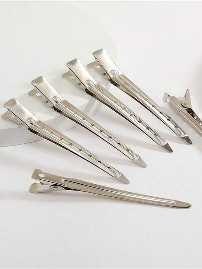 10pcs Women's Fashion Minimalist Y2K Style Hollow Out Alloy Silver Hair Clips, Suitable For Daily Hairstyling Use In Salons, Claws Hairpins, Hair Accessories.