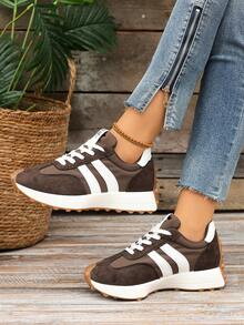 春秋新款白色女士运动鞋，低帮低跟圆头舒适系带休闲户外运动鞋，多功能百搭，尺码35-43可选，建议选购大一码。 - 咖啡棕 - 查看 5