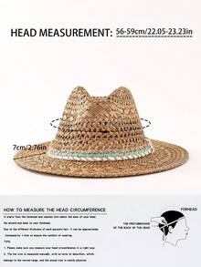 1pc Bohemian Hollow Out Straw Panama Hat, Waterdrop Shaped Beach Hat, Versatile For All Seasons - Teardrop-shaped Hat - View 7