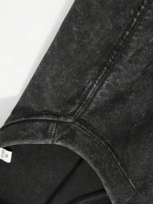 (2pc) Disney Mickey Mouse Graphic Print T-Shirt, Retro Washed 180g Pure Cotton T-Shirt And Retro Washed 290g Pure Cotton Shorts Set, Letter Print, Men's T-Shirt, Casual, Comfortable And Fashionable Cotton T-Shirt, Men's Summer Washed Pure Cotton Shorts - Black + Black - View 3