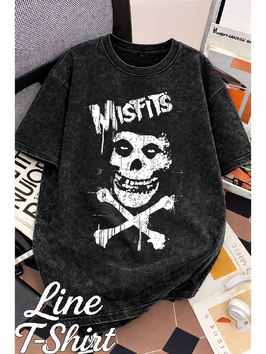 Misfits Grunge Rock Band T-Shirt - International Music - Unisex - Men's/Women's - 100% Cotton - Top Premium Streetwear - New Release - Immediate Shipping - Various Colors!! - 黑色 - 查看 1