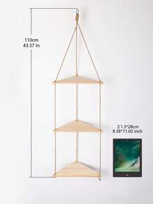1件装波西米亚风转角悬挂式置物架，编织绳悬浮式置物架，植物展示架，适用于客厅、卧室、阳台、公寓、宿舍，简约波西米亚风格，三层可堆叠置物架，室内外花园装饰，节省空间的壁挂式置物架，精美礼品 - 彩色 - 查看 13