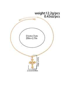 1pc Fashionable Minimalist Cross Pendant Necklace, Adjustable, Unisex, Jewelry Gift - Cross - View 7