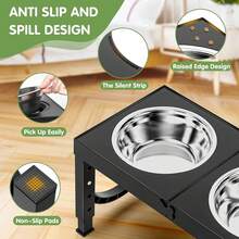 1个可折叠增高狗食盆，4档高度可调，配有2个不锈钢碗，防滑设计，适合中大型犬。 - 1公升 - 查看 2