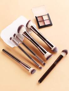 6pcs Professional Makeup Brush Set, Dual-Ended Face & Eye Brushes For Foundation, Concealer, Eyeshadow, Soft Synthetic Bristles - Multicolor - View 4