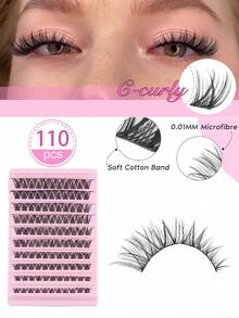 110根睫毛嫁接片，8-16毫米，自粘式单根睫毛，C型卷翘，10-16毫米，交叉轻盈，可重复使用，自然柔软，适用于美睫沙龙和美睫师用品 - 查看 4