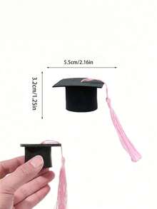 Bộ 10/5/1 chiếc mũ tốt nghiệp mini màu hồng có tua rua, dùng trang trí bàn tiệc tốt nghiệp, chai lọ, đồ uống, quầy tráng miệng, quà tặng tốt nghiệp cho bạn bè, tự làm bó hoa trang trí, đồ dùng cho lễ tốt nghiệp - A - Xem 4