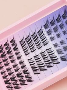 Ayrmilla 88片装混合美狐狸眼假睫毛，自然DIY俏皮卡通美人鱼款，柔软交叉纤维，呈现自然妆效，适合旅行和日常妆容DIY，自然透明睫毛，自然卷翘，纤长外展，柔软交叉猫眼睫毛 - C - 查看 3