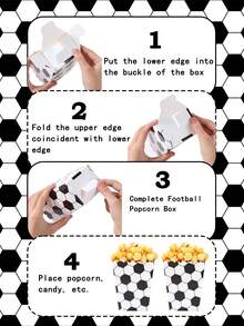 10pcs Football Themed Popcorn Boxes, Disposable Paper Food Containers For Football Birthday, One-Time Use Food Box, Home Decor, Tabletop Decor, World Cup Decorations, Home Theater Snack Box, Sports Party Snack Containers Suitable For Birthday, Baby Shower, Carnival, Movie Night Party - Multicolor - View 7