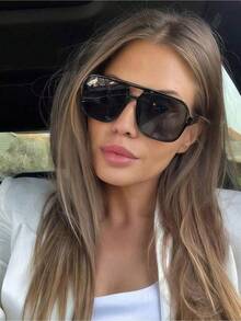 一副方形个性化黑色经典时尚眼镜，沙滩配饰，女士眼镜，秋冬季女士日常商务休闲礼品 - 彩色 - 查看 7