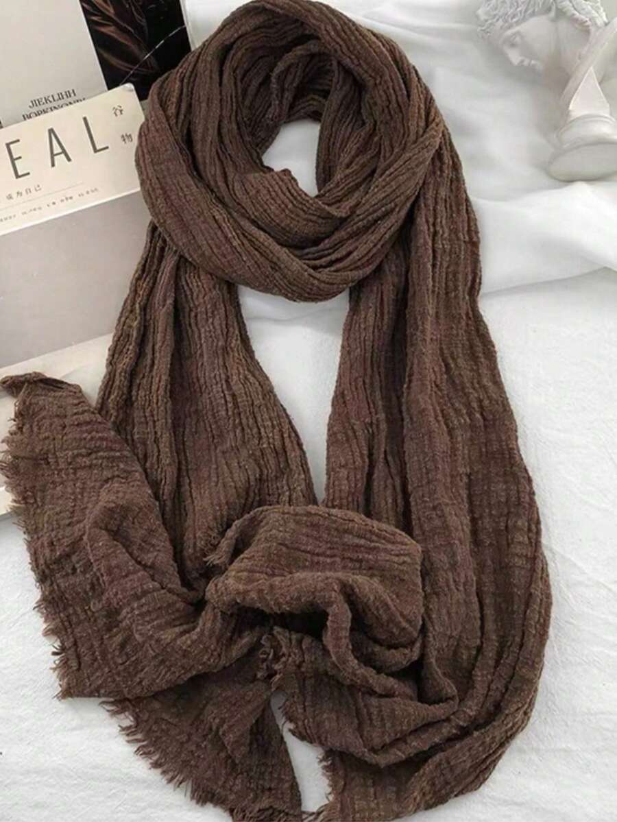 Women's Fashionable Versatile Scarf, Suitable As Gift For Friends And Family - Coffee Brown - View 1