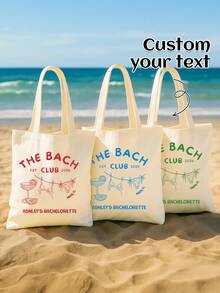 Customized Bride's Club Party Gift Bag, Customized Bridesmaid Travel Bag, Wedding Weekend Gift Bag With Year, Bride's Club Bridal Party Customized Tote Bag, Customized Bridal Party Tote Bag, Beach Bag, Bridal Party Gifts, Wedding Tote Bag - Multicolor - View 7