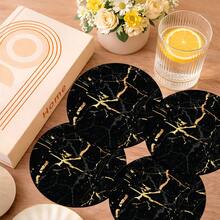 Set de 6 posavasos con patrón de mármol negro, posavasos absorbentes de gel de sílice para tazas de té, vasos de agua, copas de vino, tazas de café, adecuados para el hogar, fiestas, accesorios de cocina, decoración para todas las estaciones - Multicolor - Ver 3