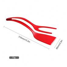 二合一硅胶铲夹 - 耐热不粘厨房小工具，可用于翻炒、夹取和盛放鸡蛋、汉堡和牛排 - 彩色 - 查看 10