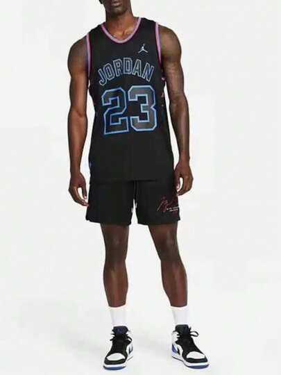 Nike Jordan 男款訓練網眼寬鬆休閒運動籃球褲黑色