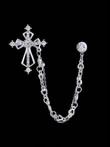 2款时尚高端男士胸针，十字架、心形、链条徽章、西装胸花、服装配饰 - 彩色 - 查看 4