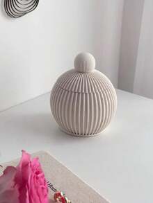 A Set Of Striped Spherical Storage Box Silicone Mold, DIY Creative Minimalist Striped Candle Cup Plaster Mould, Home Decoration / Gift Ornament Epoxy Resin Mold, Handicraft Casting Molds, Art Decorative Ornament Gypsum Mold - Striped Spherical Storage Box Silicone Mold - View 7