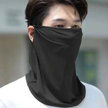 Summer Sunscreen Ice Silk Mask Neck UV Protection Face Cover Sunscreen Face With Brim Outdoor Cycling Sun Protection Hats Caps X3LI - 黑色 - 查看 12