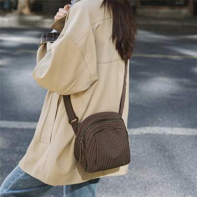 Leisure Nylon Small Square Bag, Daily Travel Makeup Bag, Fashionable One Shoulder Retro Bag, Women's Diagonal Shoulder Bag