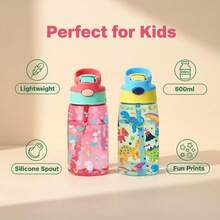 500ml Kids Straw Water Bottle With Silicone Spout, Cute Mermaid & Dinosaur Design,Leakproof PC Material | EncouragesDrinking, Lightweight For School & Travel|Easter, Back To School, Christmas, Birthday,Children's Day Gift For Boys Girls - Multicolor - View 3