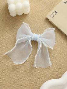 2pcs Minimalist Bohemian Style Pearl Rimmed Bow Hair Clips, Suitable For Daily Wear, School, Travel, Gifting To Girlfriend - Multicolor - View 5