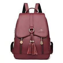Mochila de mujer de moda 2026, de gran capacidad y versátil, casual, para mamá, de viaje y de uso diario - Burdeos - Ver 8