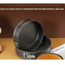 12-28 Inch 3pcs/Set Round Heart Square Springform Cake Pans, Non-Stick Carbon Steel Baking Tools - Black - View 2